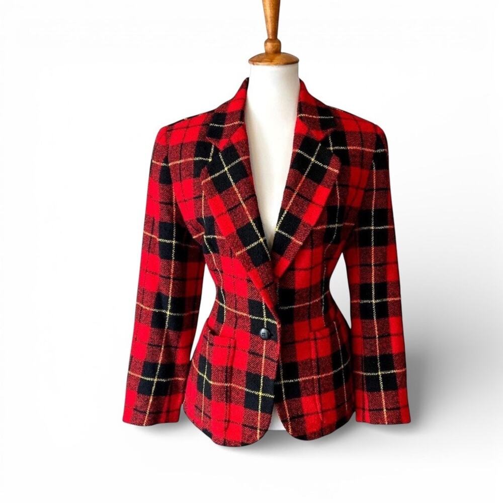 Vintage DKNY Wool Plaid Blazer – Late 80s / Early 90s Tartan Check, NWT, Size 6